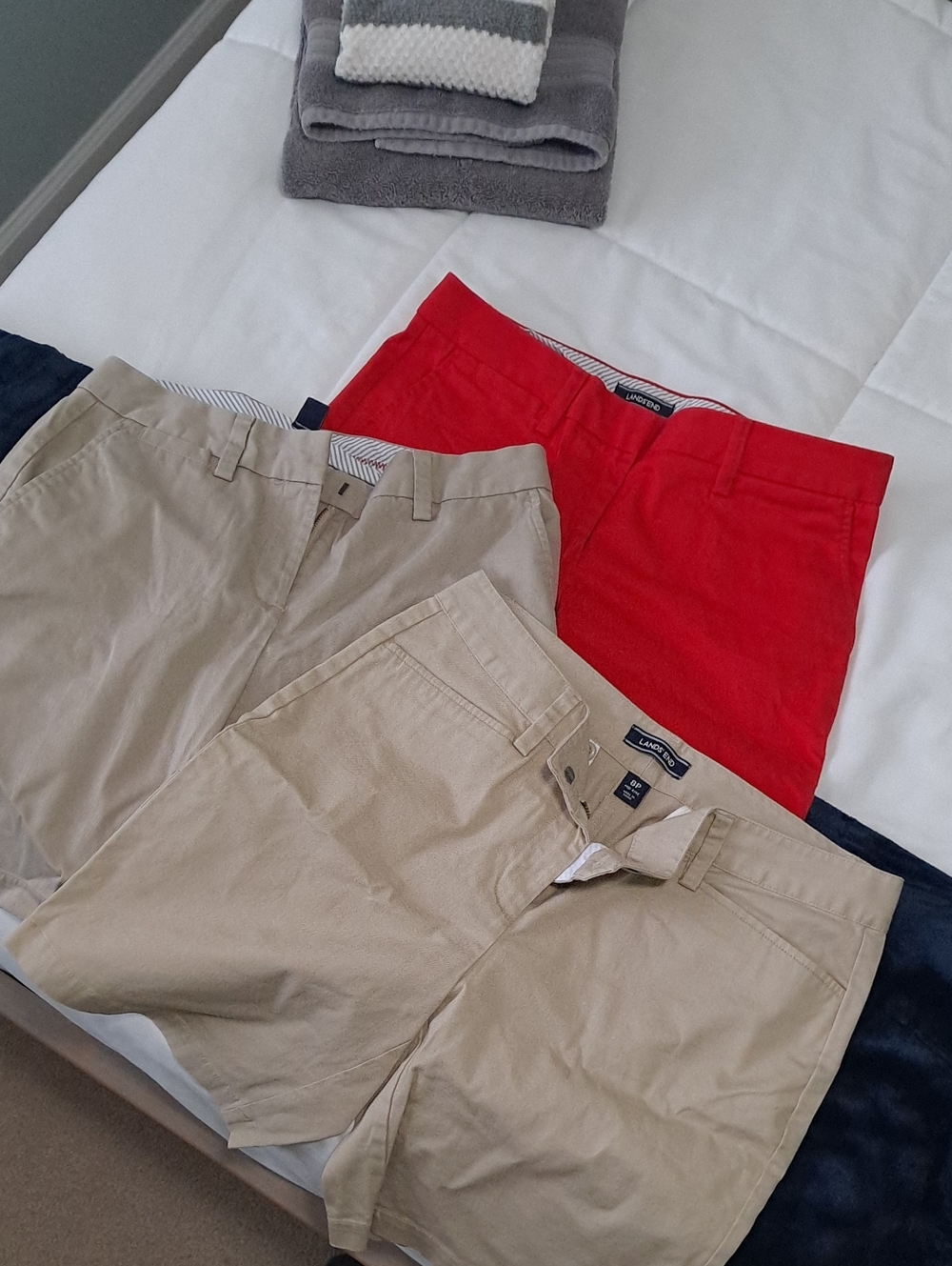 Lands' End Red and Khaki Men’s Chino Shorts Set